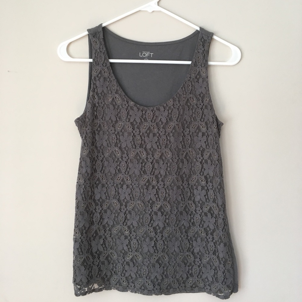 Lace front grey blouse